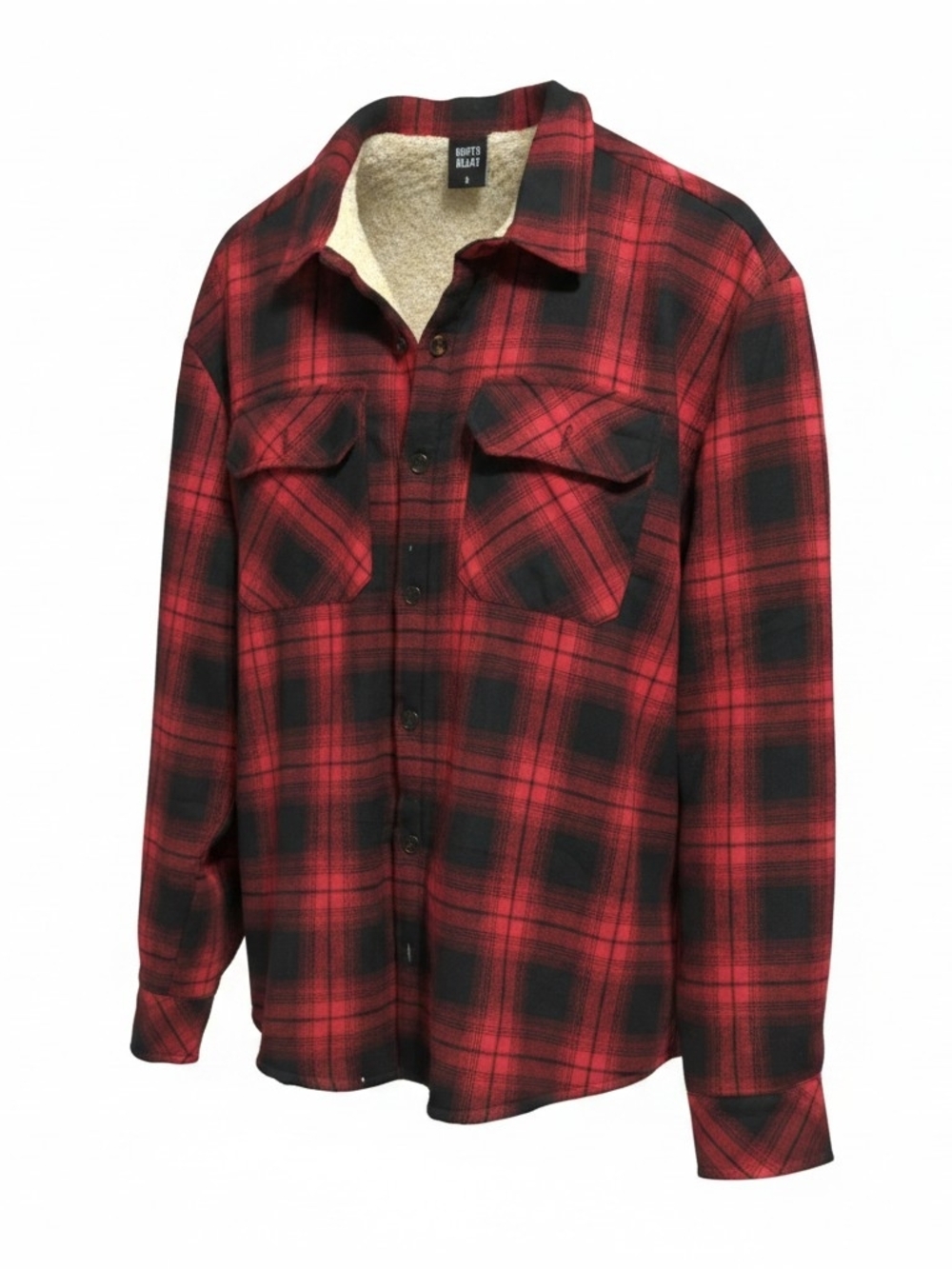 Men's Red Plaid Sherpa-Lined Shirt Jacket